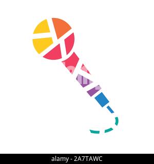 colorful geometric microphone icon- vector illustration Stock Vector