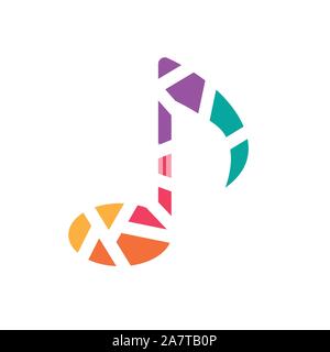 colorful geometric music note icon- vector illustration Stock Vector
