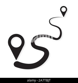 road with pin pointers icon Stock Vector