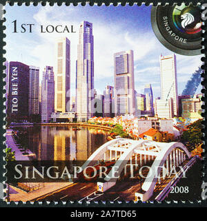 City of Singapore on postage stamp Stock Photo