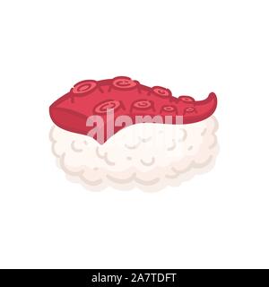 Tako Octopus Sushi Nigiri Japanese Food Vector Stock Vector