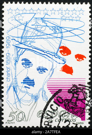 Charlot on spanish postage stamp Stock Photo