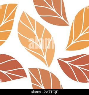 Autumn Colored Leaves Seamless Repeating Pattern Isolated Vector Illustration Stock Vector