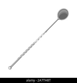 Stainless stirring cocktail beverage mixing long handle spoon. Stock Vector