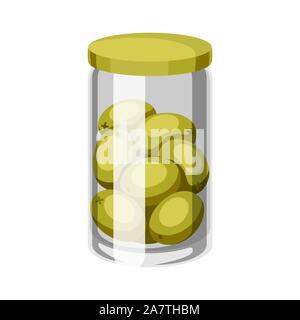 Glass jar with canned olives. Stock Vector