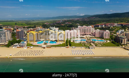 Aerial panoramic view of sea resort Sunny Beach, Bulgaria Stock Photo