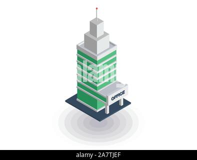 office building, Business center, Business building, vector 3d illustration. Office 3d building view Stock Vector