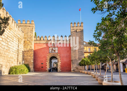 Entrance to the Alcazar Palace Royal Alcázar of Seville Real Alcázar Seville Seville Spain seville Andalusia Spain EU EuropeSeville Spain EU Europe Stock Photo