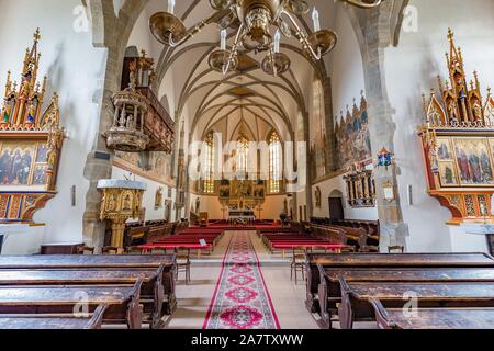 The Basilica of the Saint Cross in Kezmarok is a late Roman Catholic parish church built between 1444 and 1498 at the site of an older parish church t Stock Photo