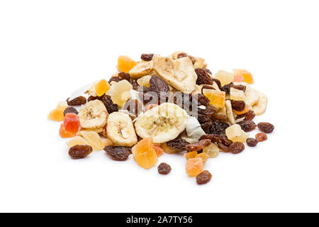 Pile of dried fruits mix on white background Stock Photo