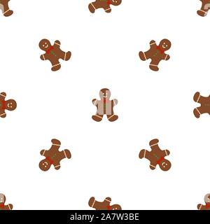 Big set identical gingerbread man, kit colorful pastry cookie. Cookie consisting of collectible natural tasty food gingerbread man, pastry accessory. Stock Vector
