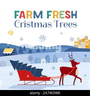 Farm fresh Christmas trees Stock Vector