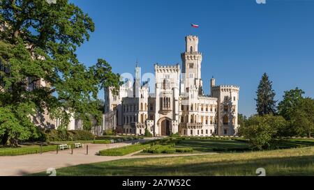 Gothic state castle Hluboka nad Vltavou is located about 15 km north of Ceske Budejovice Stock Photo