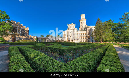 Gothic state castle Hluboka nad Vltavou is located about 15 km north of Ceske Budejovice Stock Photo