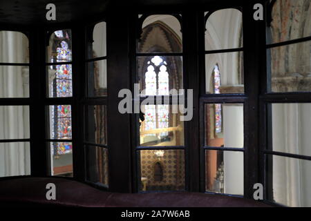 view of the Church of Our Lady from the Gruuthusemuseum in Bruges, Belgium Stock Photo