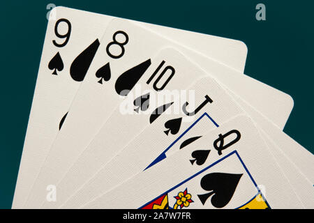 combination of five different play cards Stock Photo