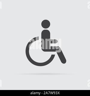 Disabled icon in flat style isolated on grey background. For your design, logo. Vector illustration. Stock Vector
