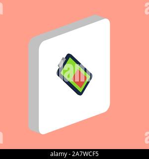 Battery Simple vector icon. Illustration symbol design template for web mobile UI element. Perfect color isometric pictogram on 3d white square. Batte Stock Vector