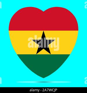Ghana Flag In Heart Shape Vector illustration eps 10. Stock Vector