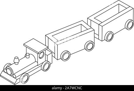 Vector illustration of a toy train with carriages isolated on white background Stock Vector