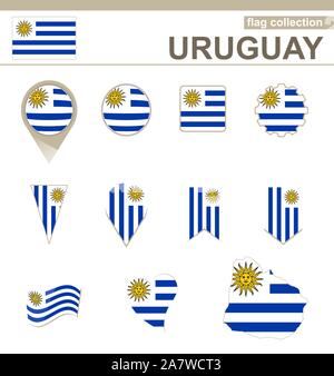 Uruguay Flag Collection, 12 versions Stock Vector
