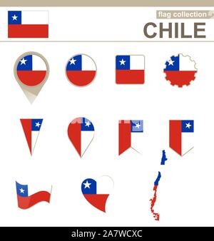 Chile Flag Collection, 12 versions Stock Vector