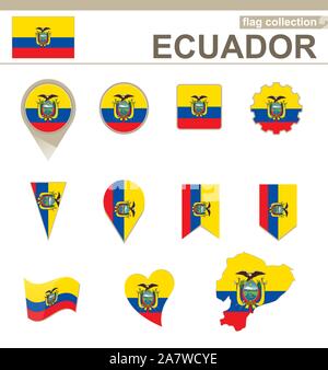 Ecuador Flag Collection, 12 versions Stock Vector