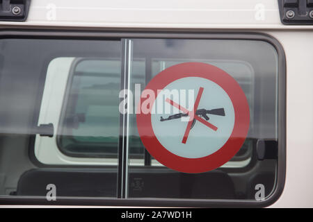 No guns policy and rules, humanitarian workers, impartiality and neutrality Stock Photo