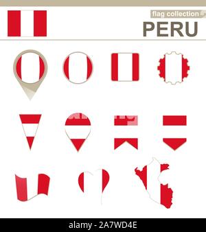 Peru Flag Collection, 12 versions Stock Vector