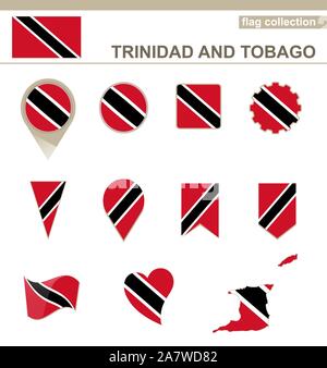 Trinidad and Tobago Flag Collection, 12 versions Stock Vector