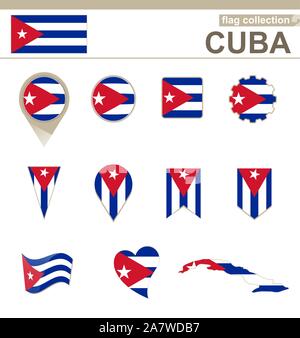 Cuba Flag Collection, 12 versions Stock Vector