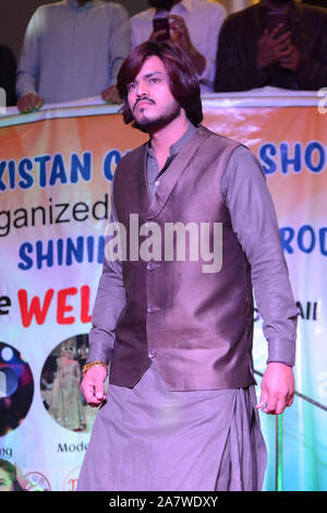 QUETTA, PAKISTAN. Nov 04-2019: A young model walking on ramp during Pakistan culture show. Organized by shining star agency Stock Photo