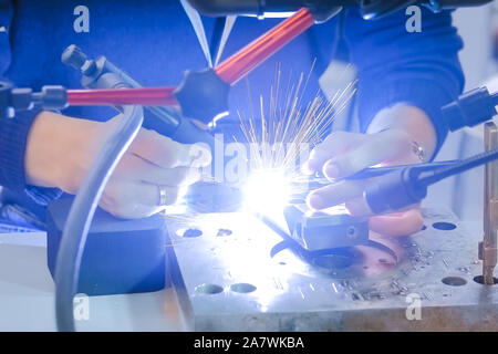 Gas tungsten arc welding - GTAW or tungsten inert gas TIG Stock Photo