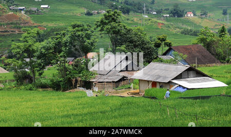 Traditional vietnamese house at a  village near Sape area in Vietnam, Asia Stock Photo