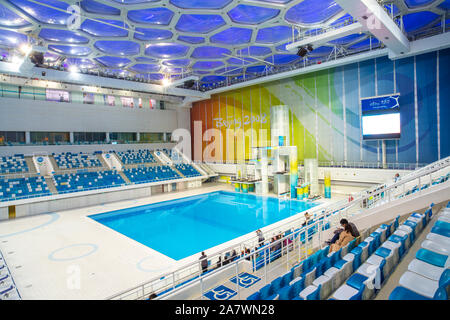 --FILE--Interior view of the National Aquatic Center or 'Water Cube' in Beijing, China, 19 November 2016.   The 2008 Beijing Olympic Games' icon venue Stock Photo