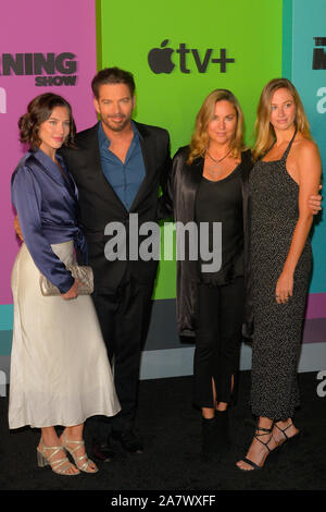 Sarah Kate Connick, Harry Connick Jr., Jill Goodacre and Georgia Tatum Connick attend the Apple TV+'s 'The Morning Show' World Premiere at David Geffen Hall in New York City. Stock Photo