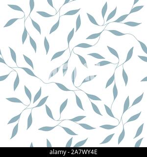 Ornate Small Leaves on Branches Seamless Repeating Pattern Vector Illustration Stock Vector