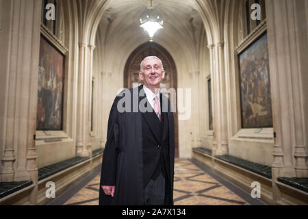 Sir Lindsay Hoyle in the House of Commons after becoming the new Speaker following John Bercow's departure after a decade in the position. Stock Photo