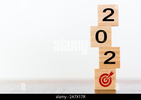 2020 on wooden cubes wit Stock Photo