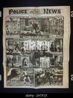 Jack the Ripper era newspaper (replica): Illustrated Police News (15th Sept 1888) front page showing the Whitechapel Murders. Stock Photo