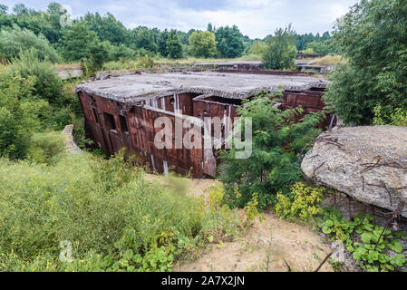 Object 1180 - Soviet abandoned reserve command post bunker of Warsaw Pact from Cold War period near Oliscani village in Moldova Stock Photo