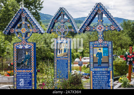 Cimitirul Vesel - Merry Cemetery, famous cemetery in the village of Sapanta, located in Maramures county, Romania Stock Photo