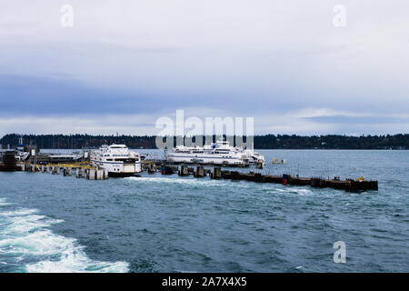 BC Ferries in the coastal waters of British Columbia Stock Photo