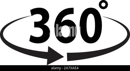 Angle 360 degrees icon on white background. flat style. Angle 360 degrees icon for your web site design, logo, app, UI. 360 sign. Stock Vector