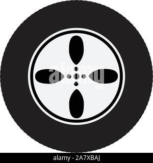 car wheel icon on white background. flat style. car wheel icon for your web site design, logo, app, UI. car wheel symbol. car wheel sign. Stock Vector