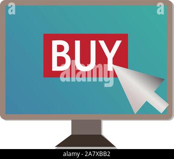 shopping on pc on white background.buy on pc sign. flat style. Stock Vector