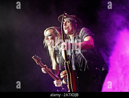 Alice Cooper Performing On His 'Ol Black Eyes Is Back'  Tour at Manchester Arena Featuring: Alice Cooper, Nita Strauss, Ryan Roxie Where: Manchester, United Kingdom When: 04 Oct 2019 Credit: Sakura/WENN.com Stock Photo