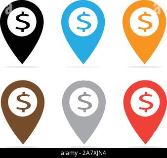 dollar is here icon on white background. dollar is here sign. Stock Vector