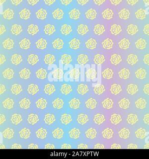 seamless vector pattern with rose flowre silhouettes on a rainbow gradient background Stock Vector