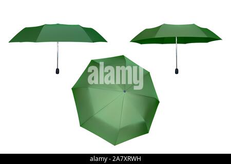 Set of green umbrellas. Vector illustration. Protection from rain. Stock Vector